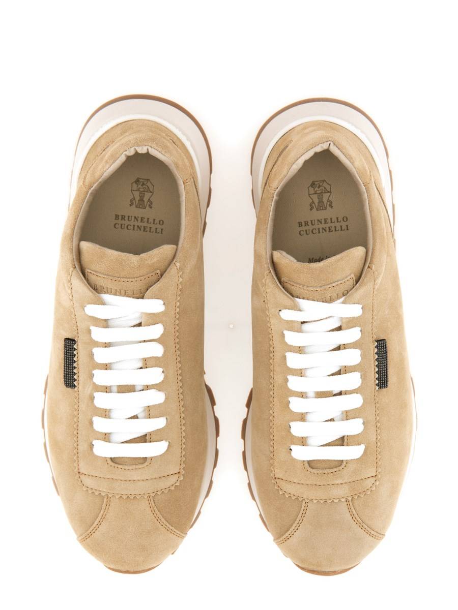 BRUNELLO CUCINELLI SNEAKER IN CAMOSCIO CON SHINY TAB