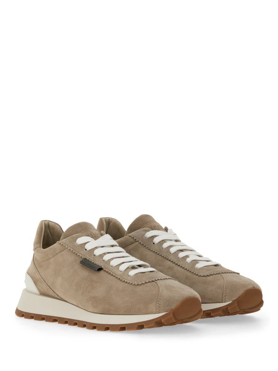 BRUNELLO CUCINELLI SNEAKER IN CAMOSCIO CON SHINY TAB
