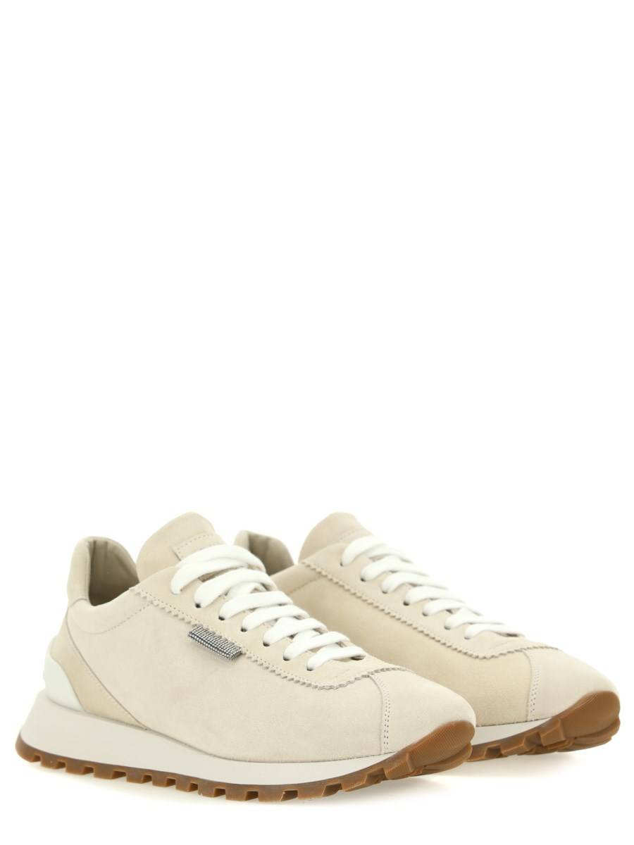 BRUNELLO CUCINELLI SNEAKER IN CAMOSCIO CON SHINY TAB