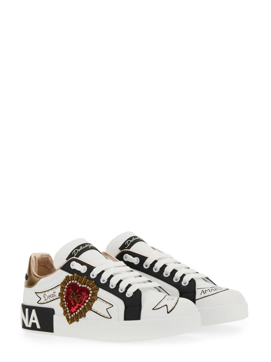 DOLCE & GABBANA SNEAKER PORTOFINO IN PELLE CON RICAMO