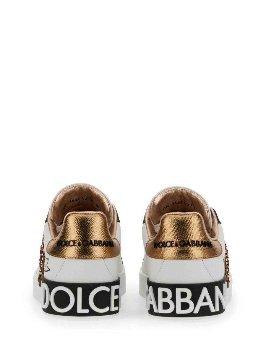DOLCE & GABBANA SNEAKER PORTOFINO IN PELLE CON RICAMO