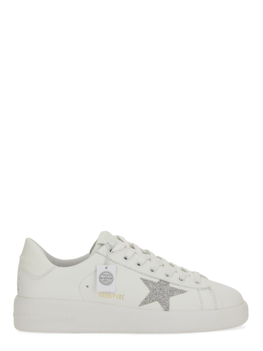 GOLDEN GOOSE SNEAKER PURESTAR CON STELLA IN CRISTALLI ARGENTO