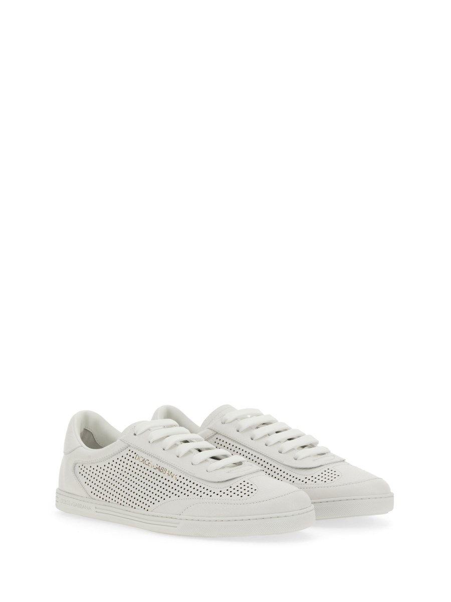 DOLCE & GABBANA SNEAKER SAINT TROPEZ IN PELLE TRAFORATA