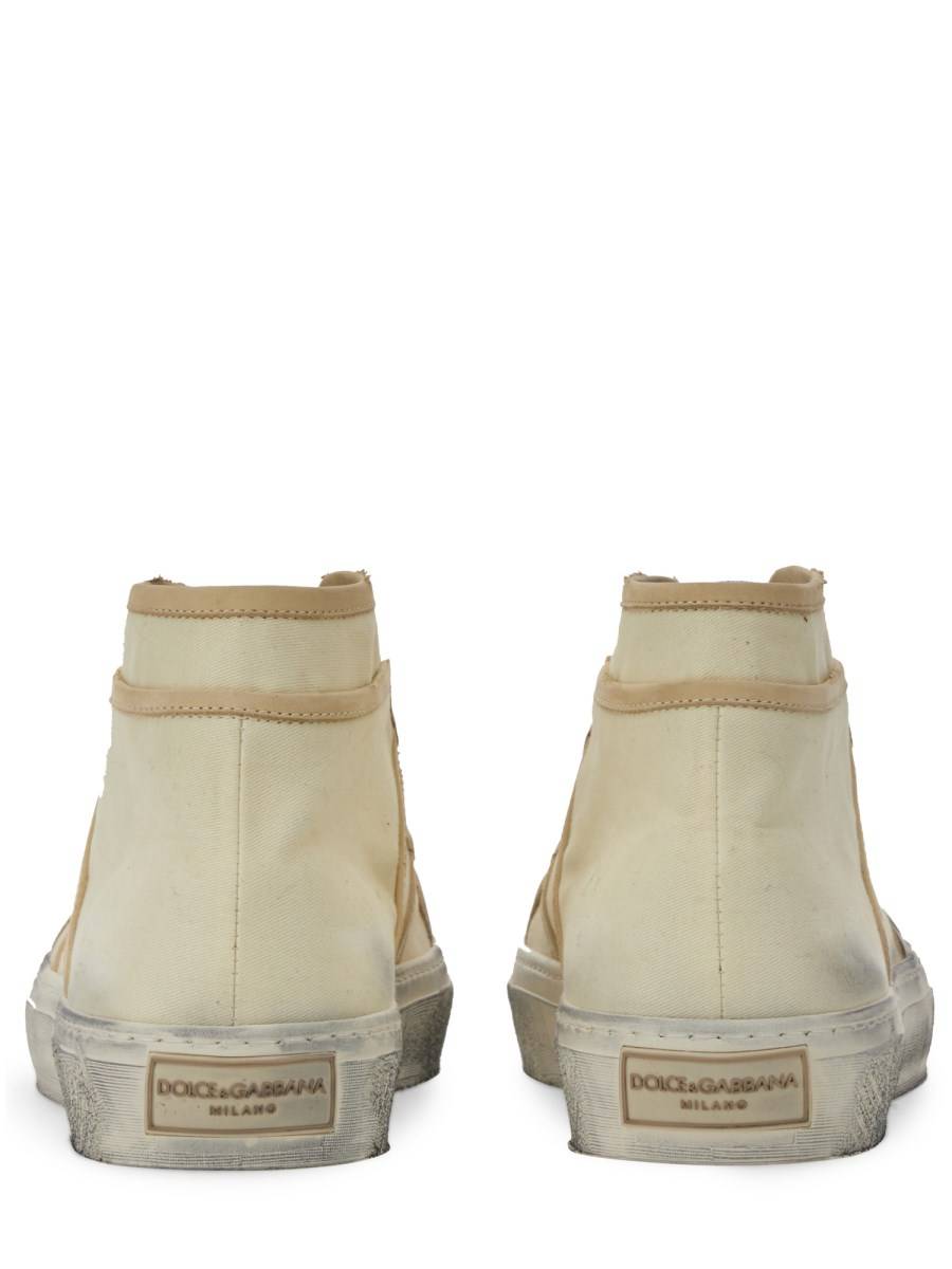 DOLCE & GABBANA SNEAKER VINTAGE MID TOP IN TELA DI COTONE