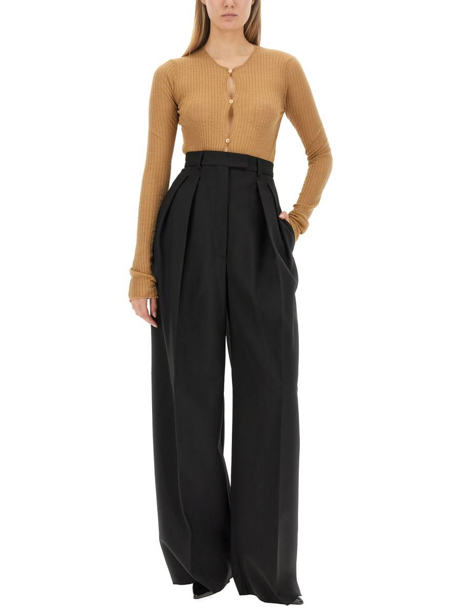 SPORTMAX PANTALONE AMPIO IN MISTO LANA