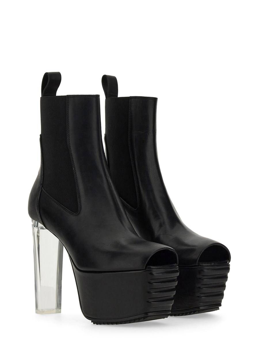 RICK OWENS STIVALE IN PELLE OPEN TOE MINIMAL GRILL BEATLE