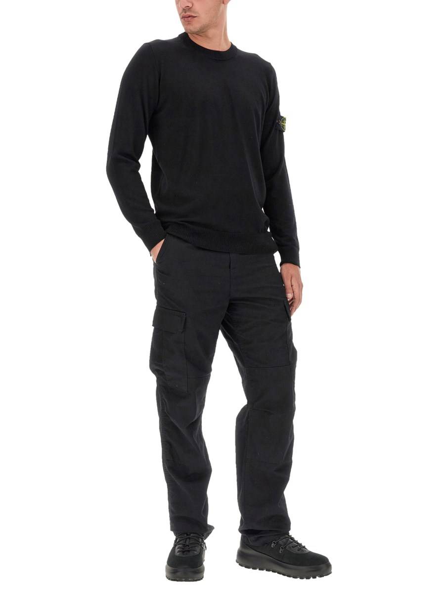 STONE ISLAND MAGLIA IN LANA VERGINE CON LOGO