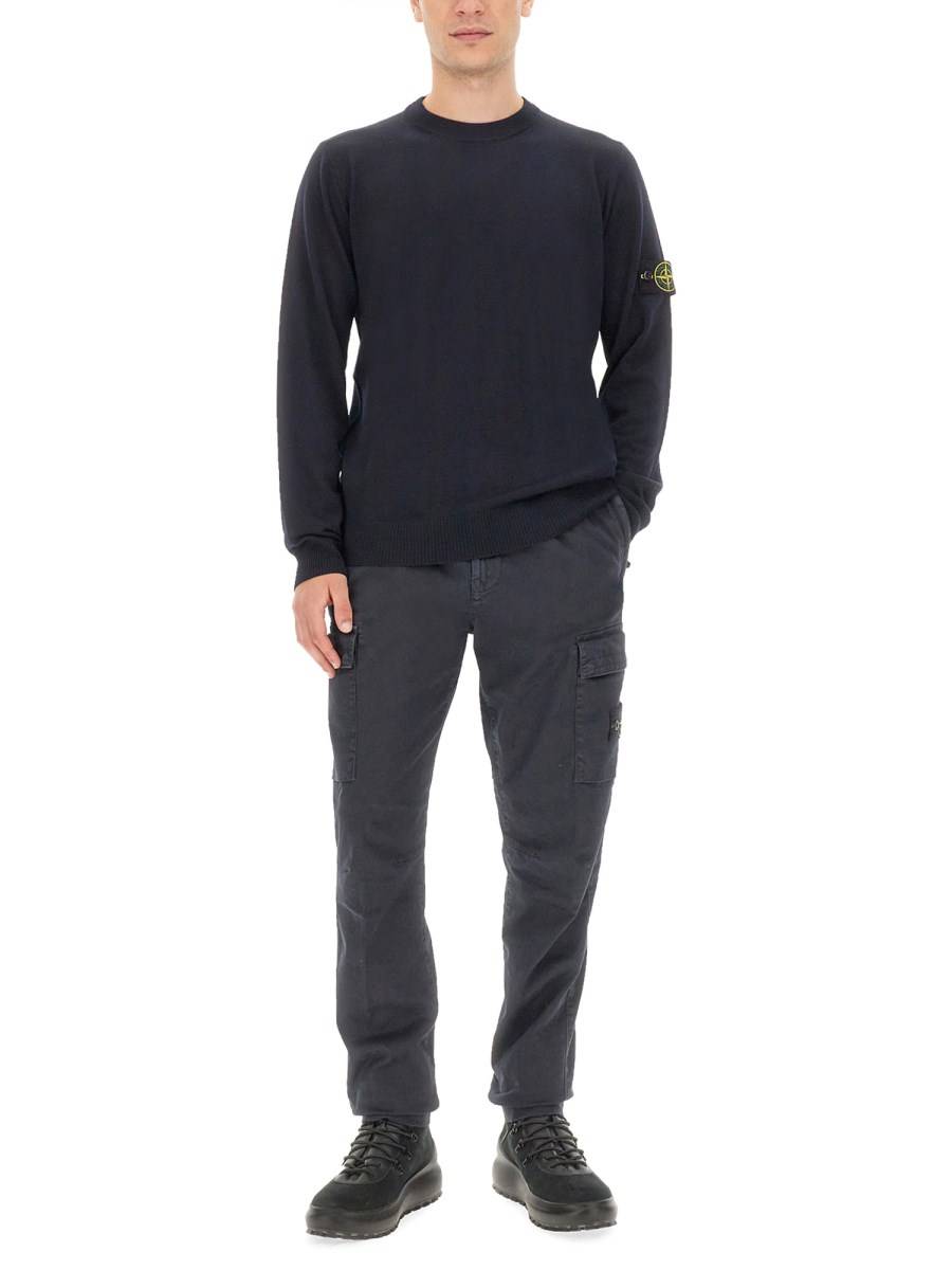 STONE ISLAND MAGLIA IN LANA VERGINE CON LOGO