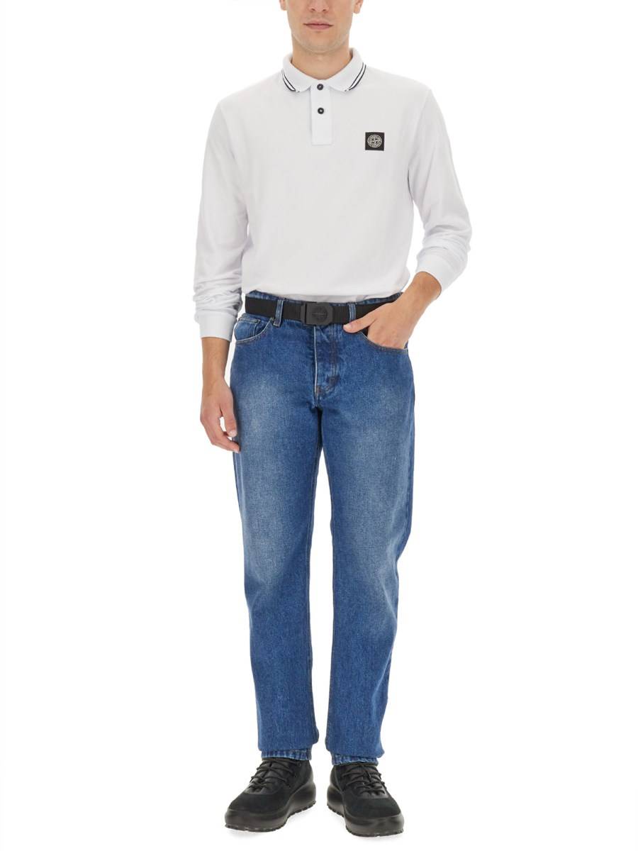 STONE ISLAND POLO CON LOGO IN COTONE