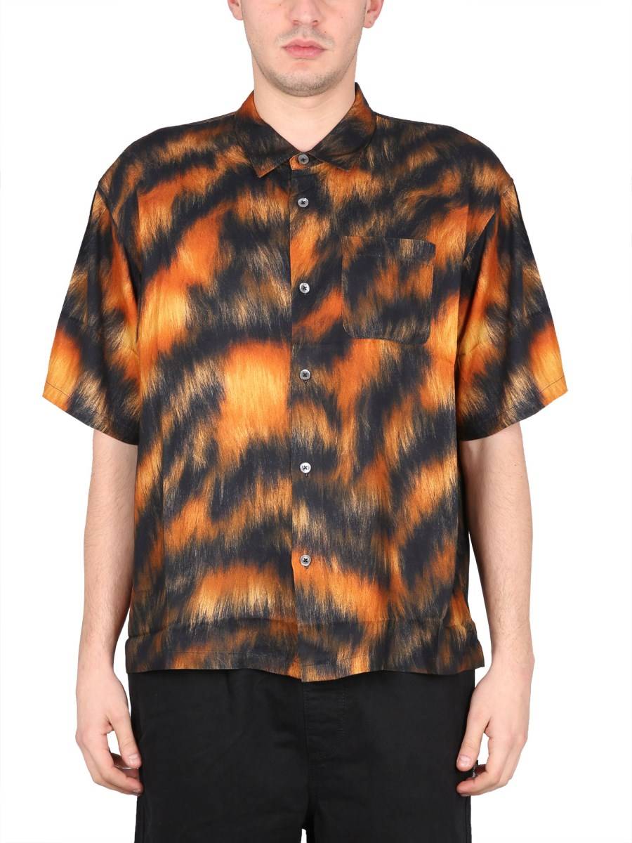 STUSSY CAMICIA IN VISCOSA CON STAMPA PELLICCIA