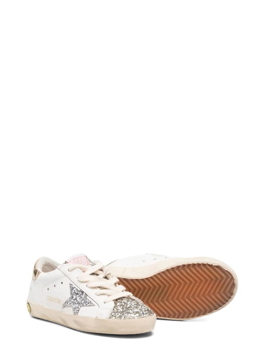 GOLDEN GOOSE SUPER-STAR GLITTER UPPER SUEDE STAR AND HEEL