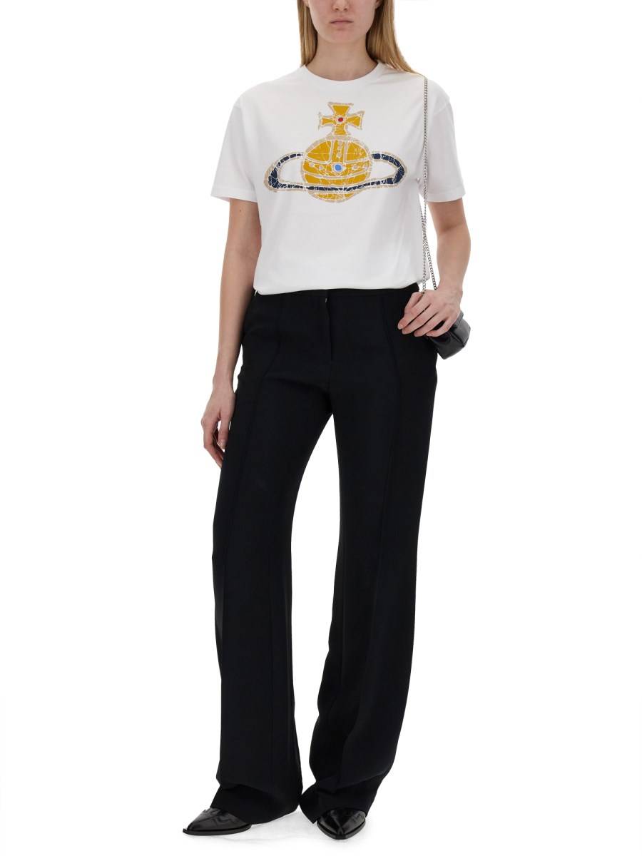 VIVIENNE WESTWOOD T-SHIRT CLASSICA IN COTONE CON LOGO "TIME MACHINE"