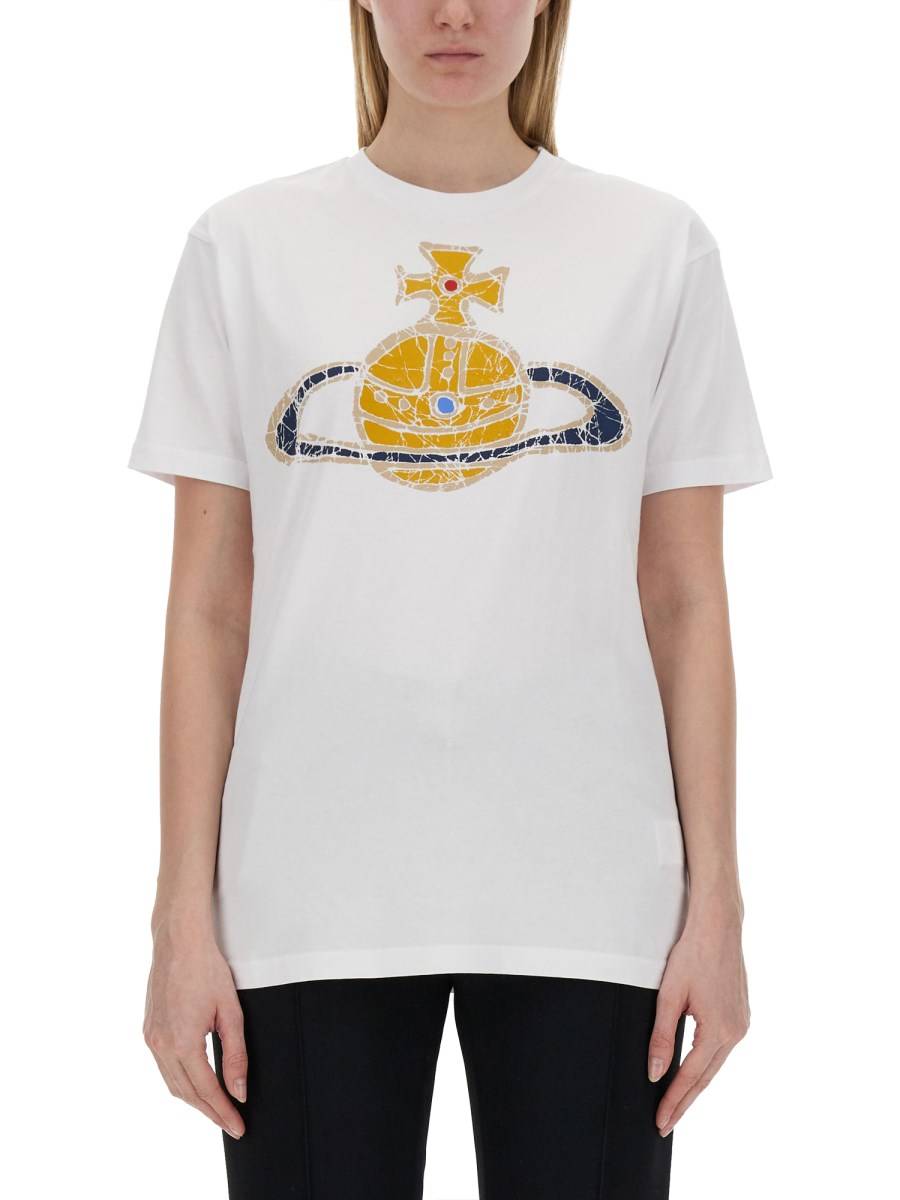 VIVIENNE WESTWOOD T-SHIRT CLASSICA IN COTONE CON LOGO "TIME MACHINE"