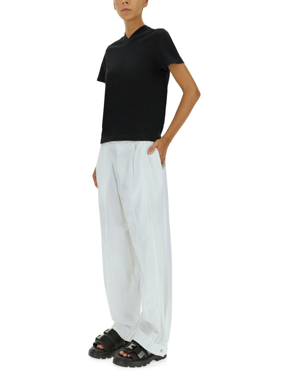 BOTTEGA VENETA T-SHIRT CON DOPPIO SCOLLO A V IN COTONE SUNRISE