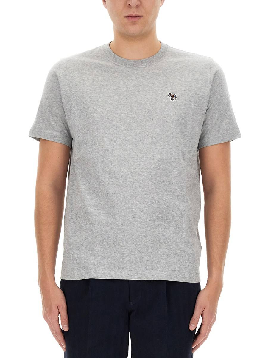PS BY PAUL SMITH T-SHIRT CON PATCH ZEBRA IN JERSEY DI COTONE