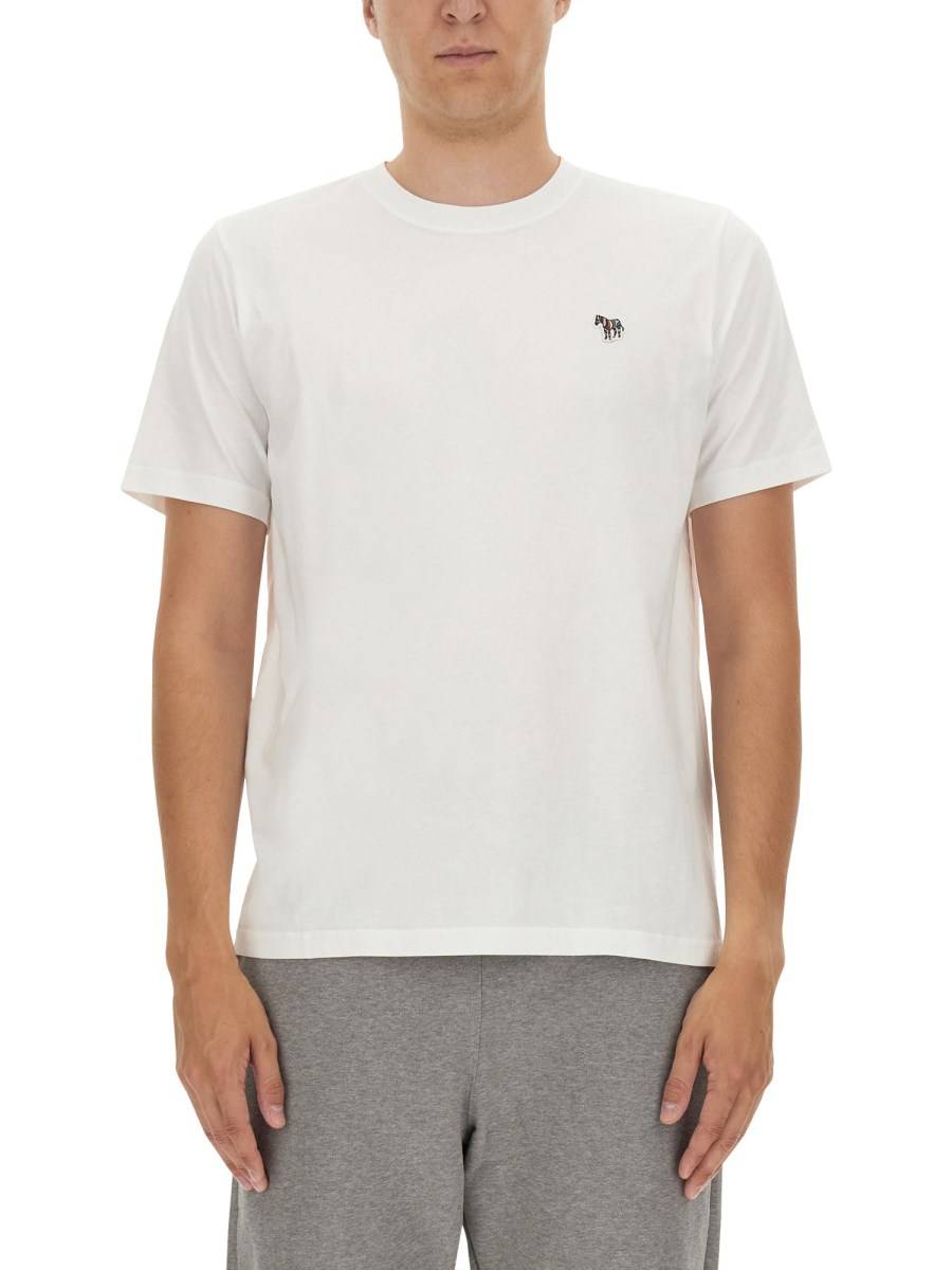 PS BY PAUL SMITH T-SHIRT CON PATCH ZEBRA IN JERSEY DI COTONE