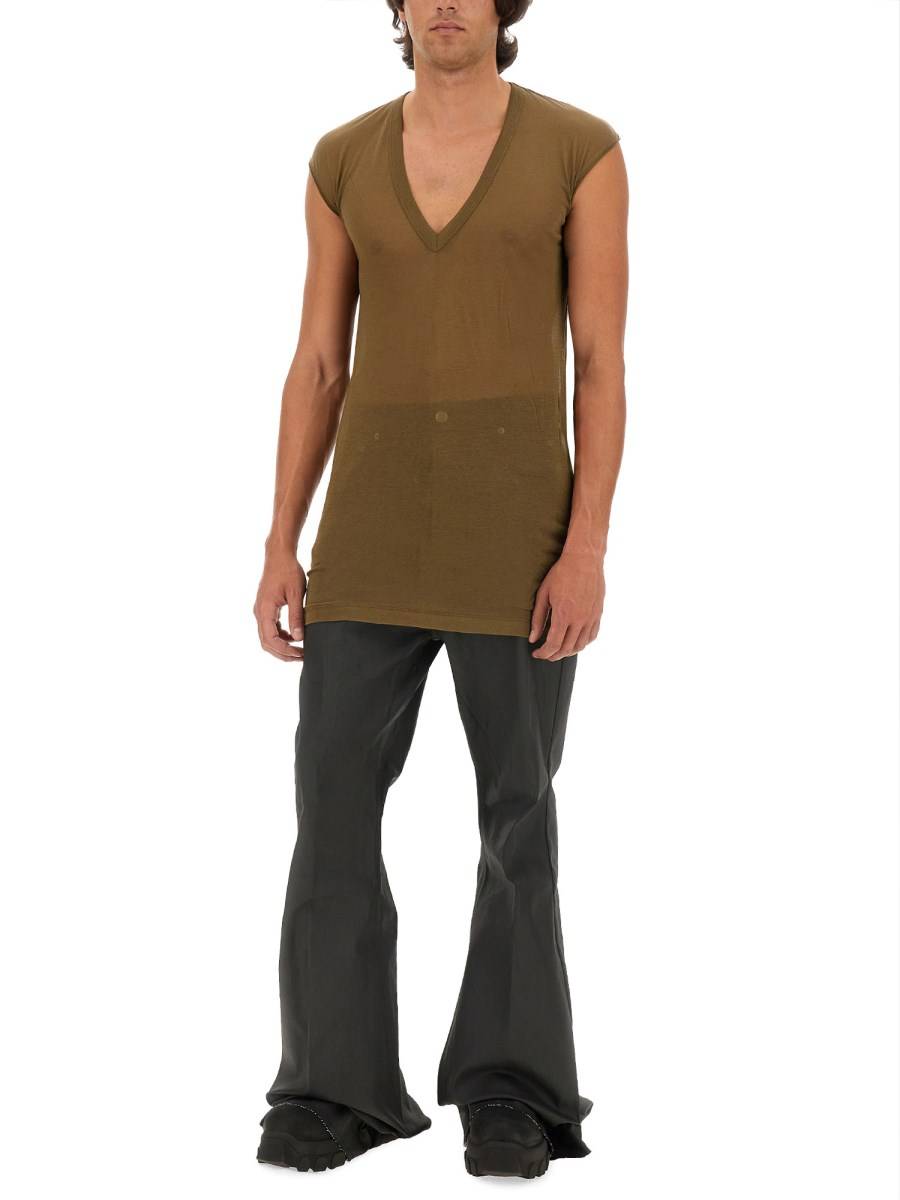 RICK OWENS T-SHIRT CON SCOLLO A V IN JERSEY DI COTONE