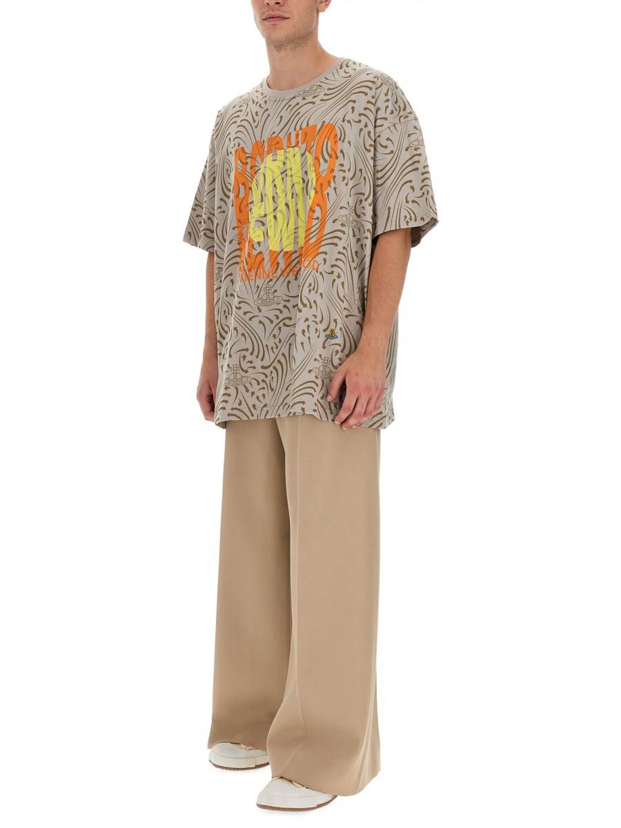 VIVIENNE WESTWOOD T-SHIRT CON STAMPA "BORN TO REWILD" IN JERSEY DI COTONE