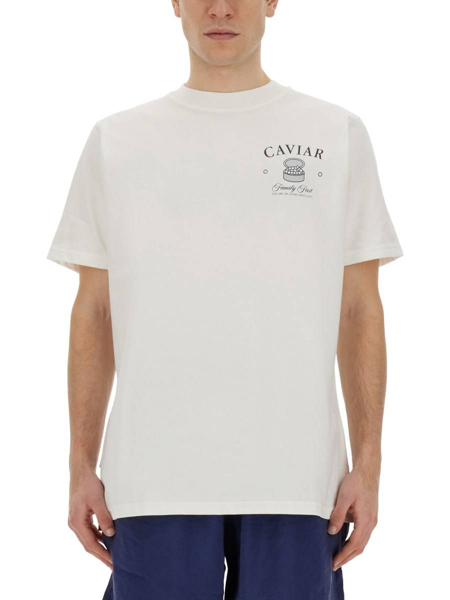 FAMILY FIRST T-SHIRT CON STAMPA "CAVIAR" IN JERSEY DI COTONE