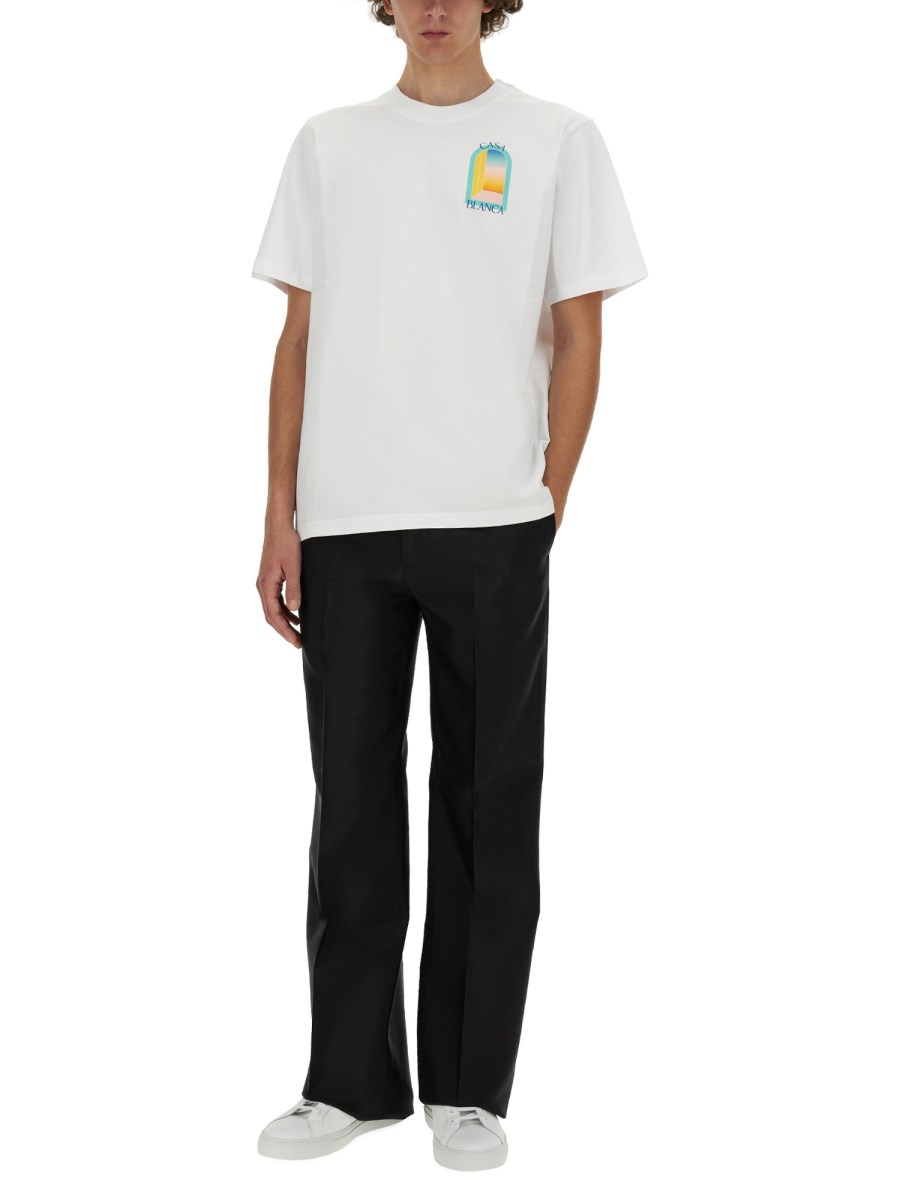 CASABLANCA T-SHIRT CON STAMPA LARC COLORE IN JERSEY DI COTONE