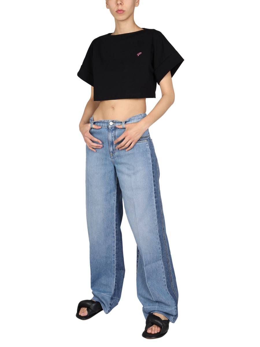 PHILOSOPHY DI LORENZO SERAFINI T-SHIRT CROPPED IN JERSEY DI COTONE CON STAMPA LOGO