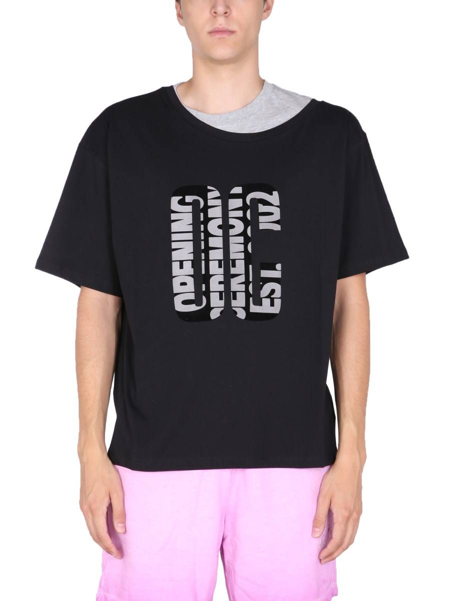 OPENING CEREMONY T-SHIRT DOUBLE COLLAR IN JERSEY DI COTONE