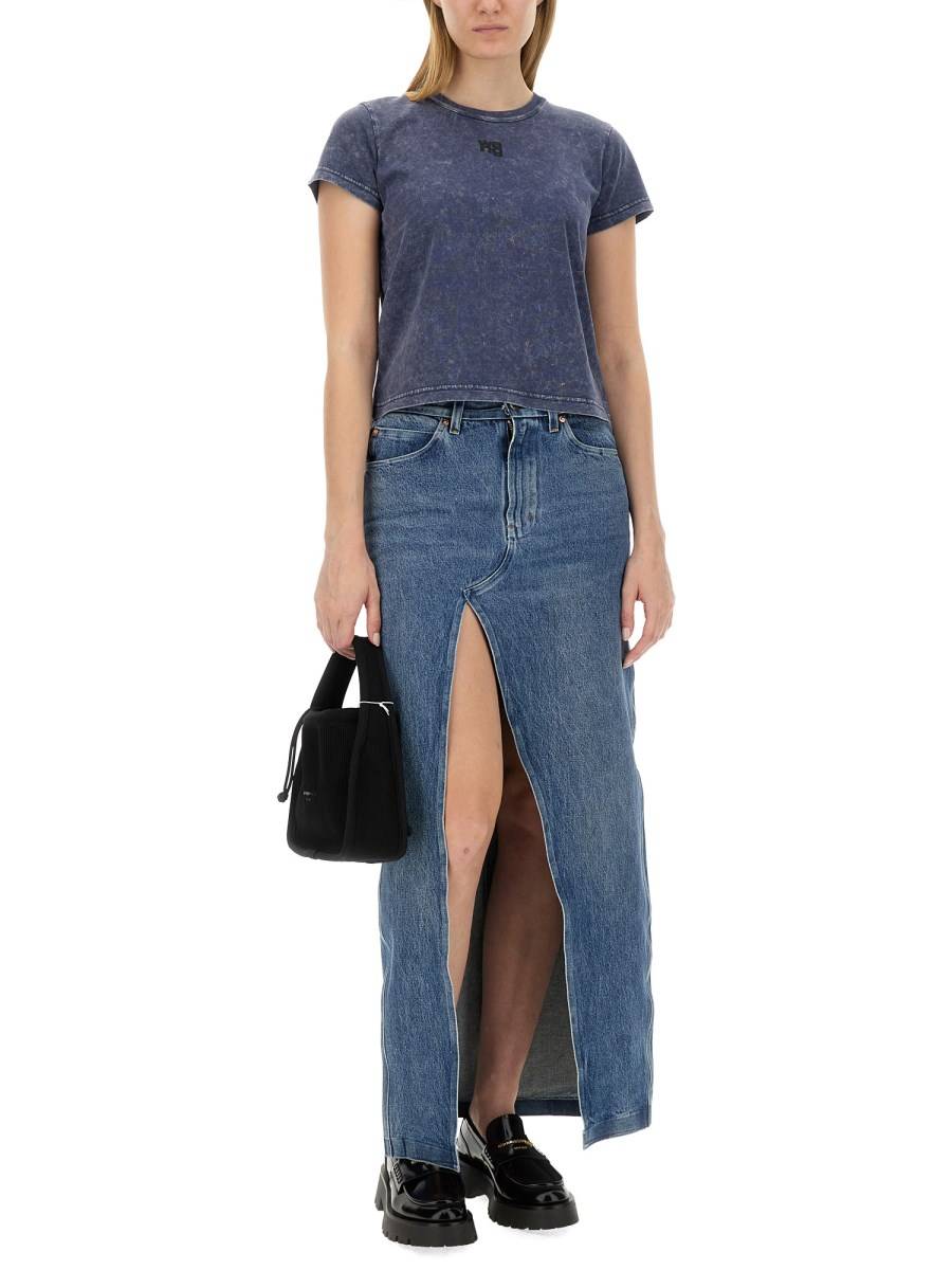 ALEXANDERWANG.T T-SHIRT ESSENTIAL SHRUNK IN COTONE CON LOGO PUFF