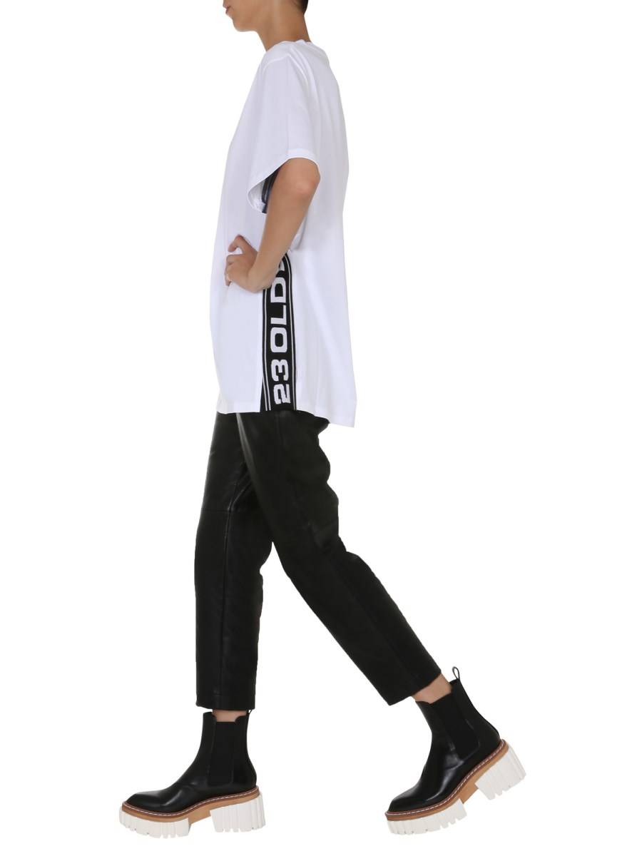 STELLA McCARTNEY T-SHIRT GIROCOLLO IN COTONE CON BANDA 23 OLD BOND