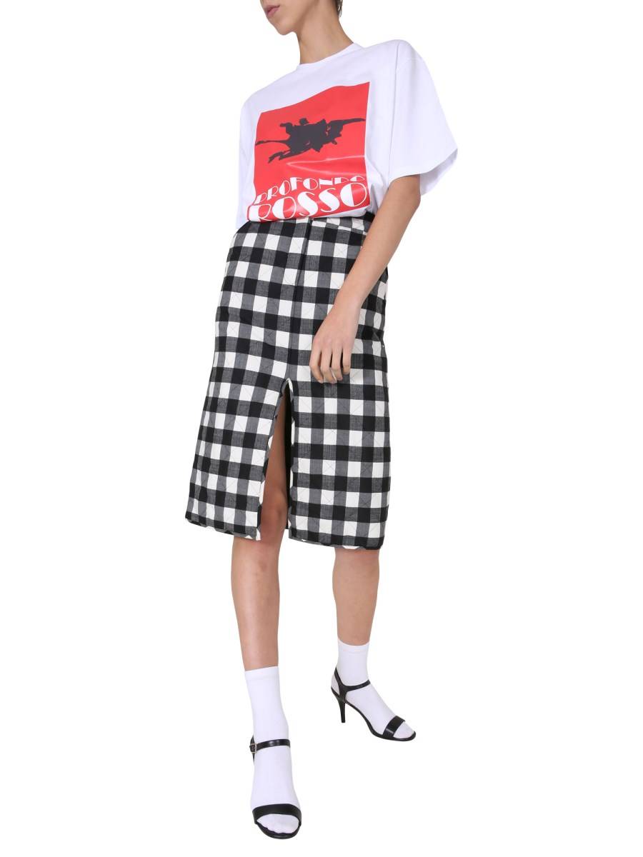 MSGM T-SHIRT GIROCOLLO IN COTONE CON STAMPA PROFONDO ROSSO