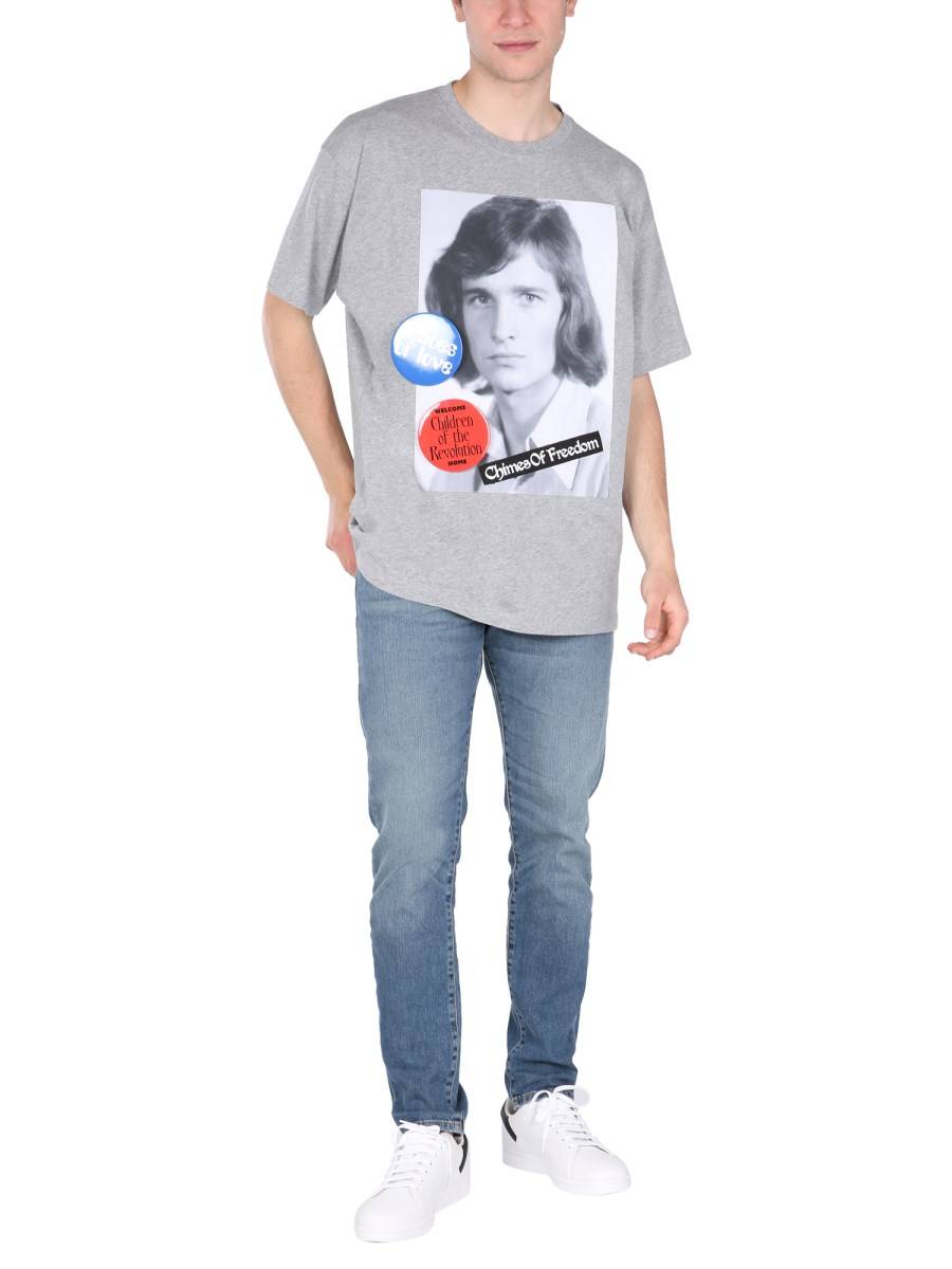 RAF SIMONS T-SHIRT GIROCOLLO IN JERSEY DI COTONE CON MAXI PATCH