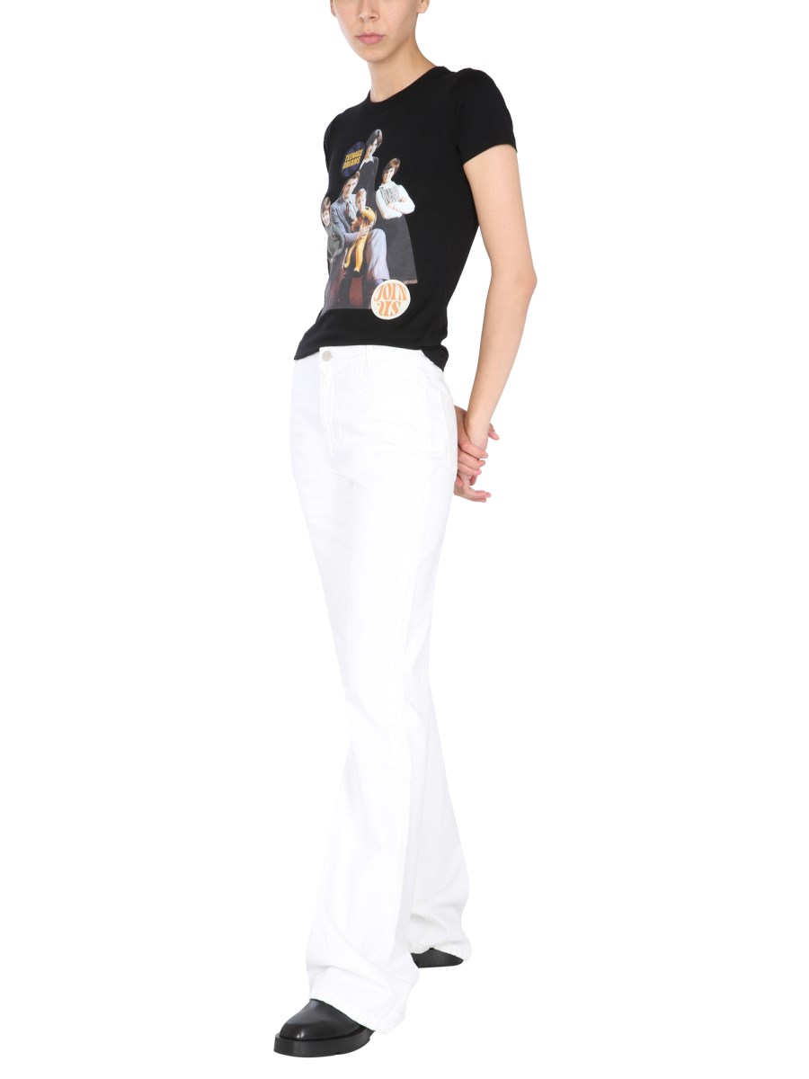 RAF SIMONS T-SHIRT GIROCOLLO IN JERSEY DI COTONE CON STAMPA FAMILY PORTRAIT