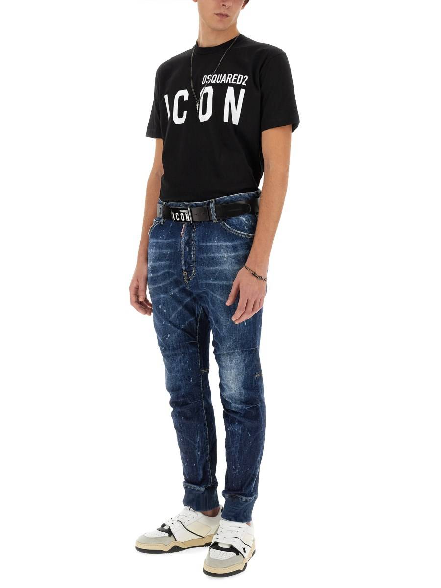 DSQUARED T-SHIRT ICON IN JERSEY DI COTONE CON STAMPA LOGO