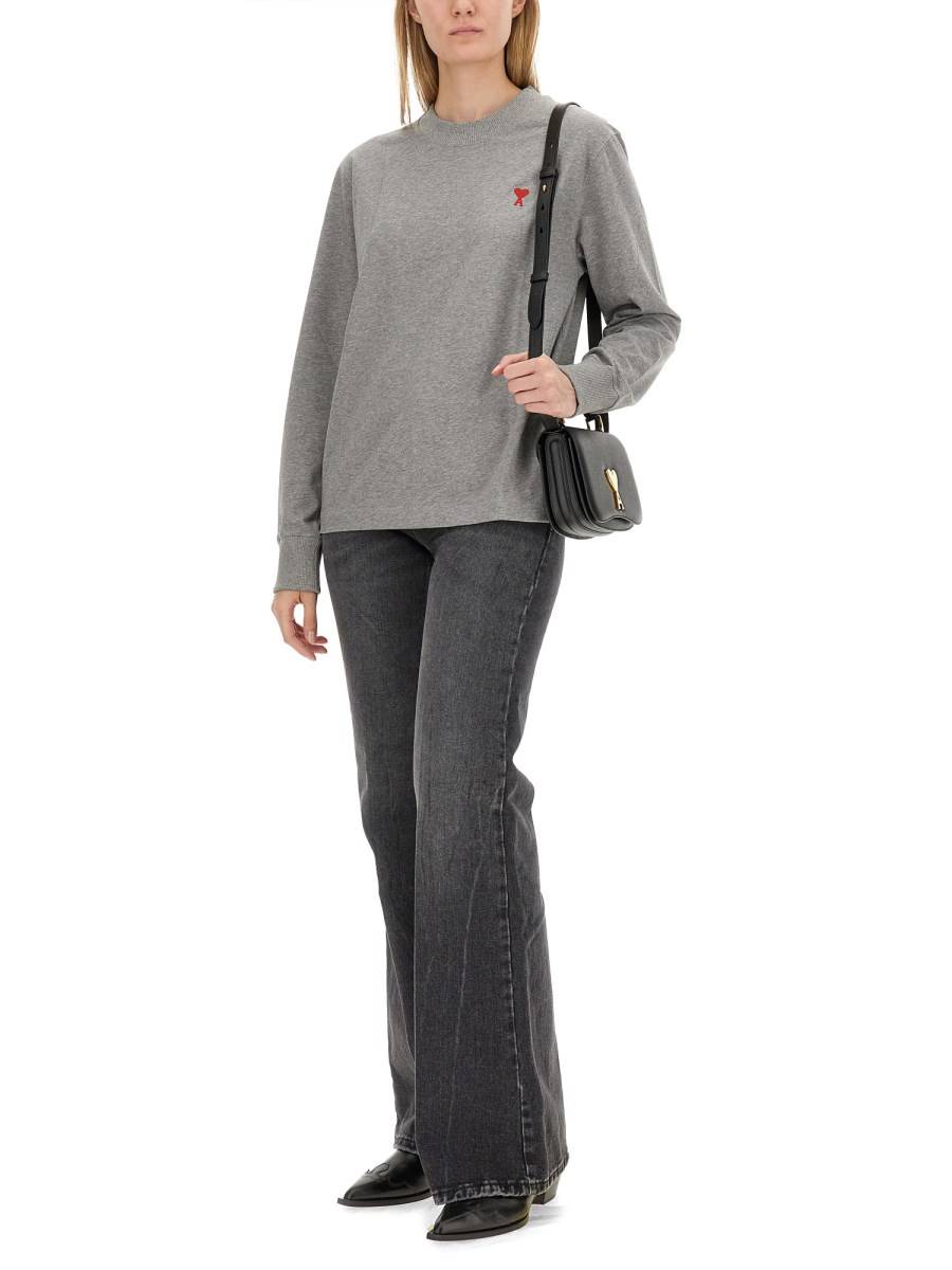 AMI PARIS T-SHIRT IN COTONE BIOLOGICO CON RICAMO LOGO "COEUR"