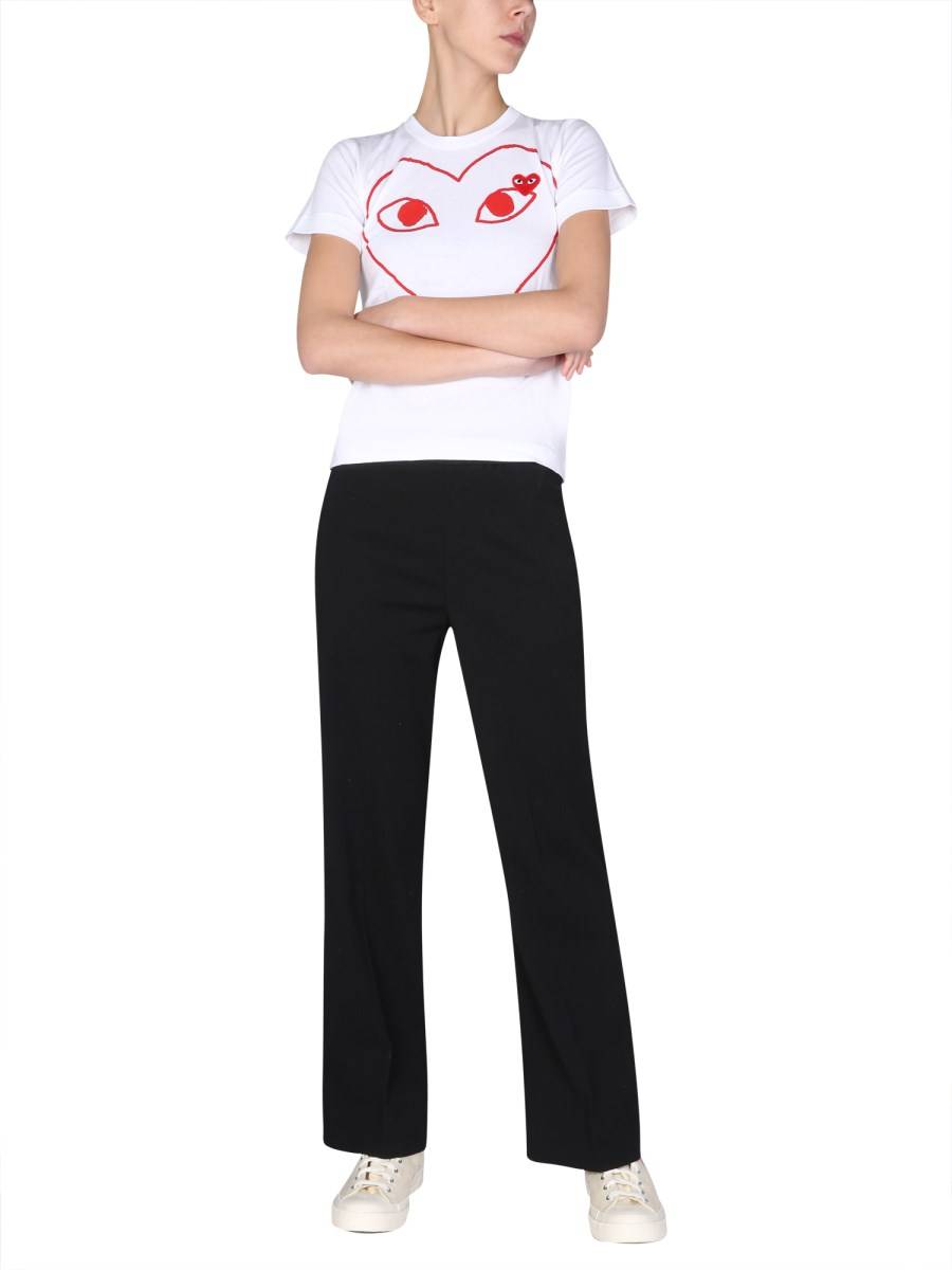 COMME DES GARCONS PLAY T-SHIRT IN COTONE CON PATCH LOGO