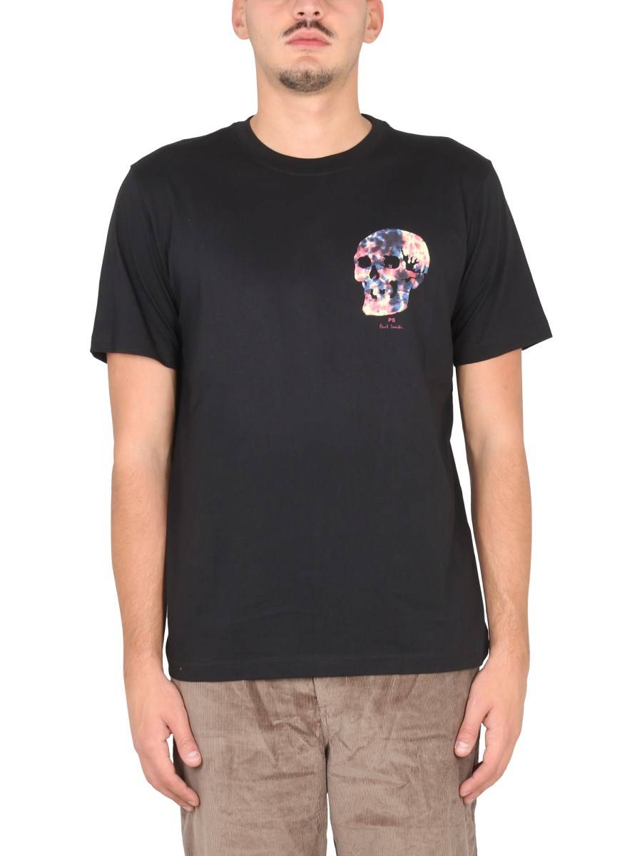 PS BY PAUL SMITH T-SHIRT IN COTONE CON STAMPA TIE DYE SKULL