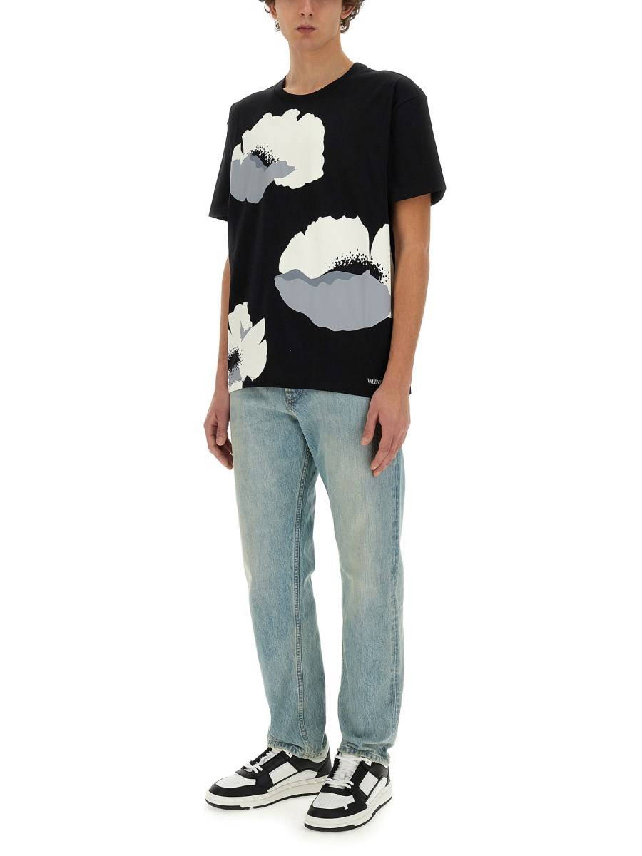 VALENTINO T-SHIRT IN COTONE CON STAMPA VALENTINO FLOWER PORTRAIT