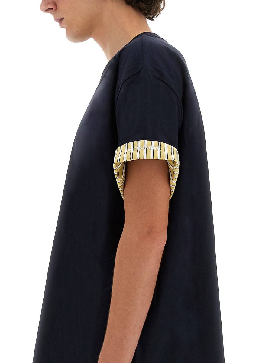 BOTTEGA VENETA T-SHIRT IN COTONE DOPPIO STRATO A RIGHE