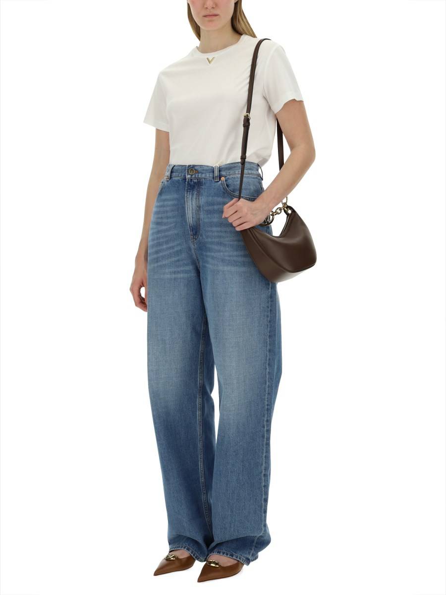 VALENTINO T-SHIRT IN JERSEY DI COOTNE CON DETTAGLIO V