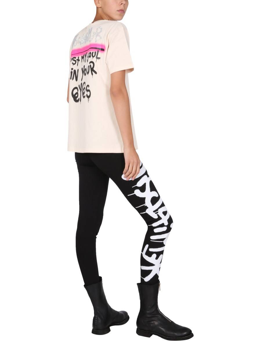 DISCLAIMER T-SHIRT IN JERSEY DI COTONE CON CRYSTAL LOGO