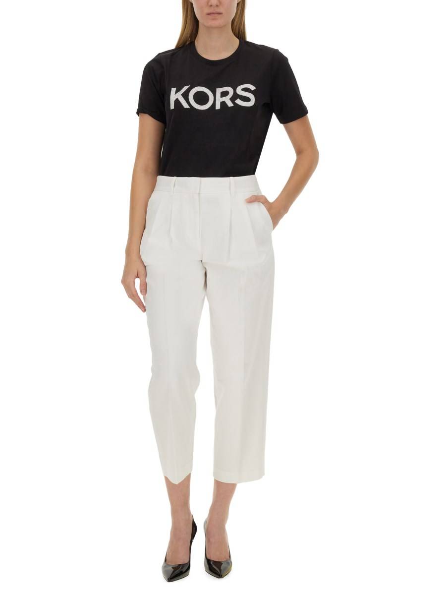 MICHAEL BY MICHAEL KORS T-SHIRT IN JERSEY DI COTONE CON LOGO BORCHIATO