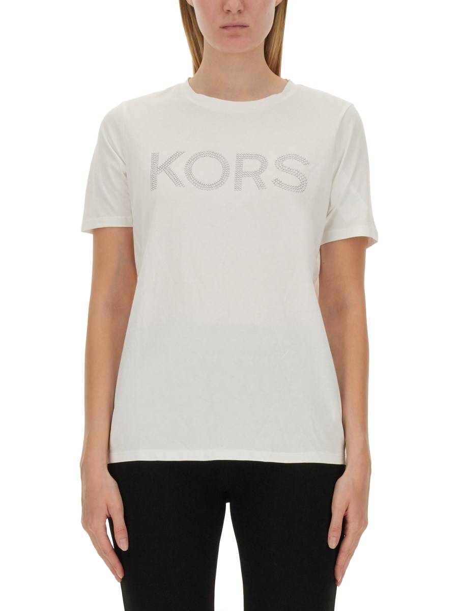 MICHAEL BY MICHAEL KORS T-SHIRT IN JERSEY DI COTONE CON LOGO BORCHIATO