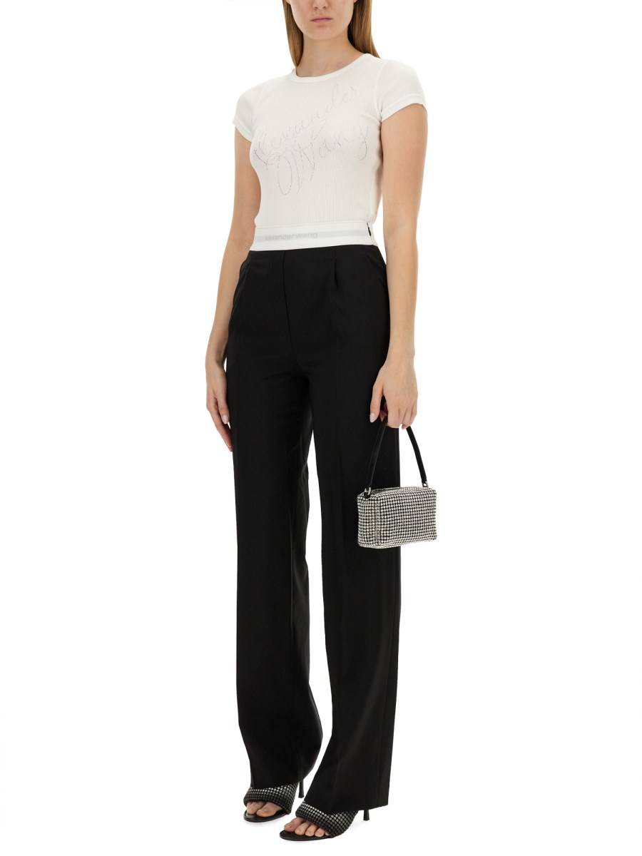 ALEXANDER WANG T-SHIRT IN JERSEY DI COTONE CON LOGO CON STRASS