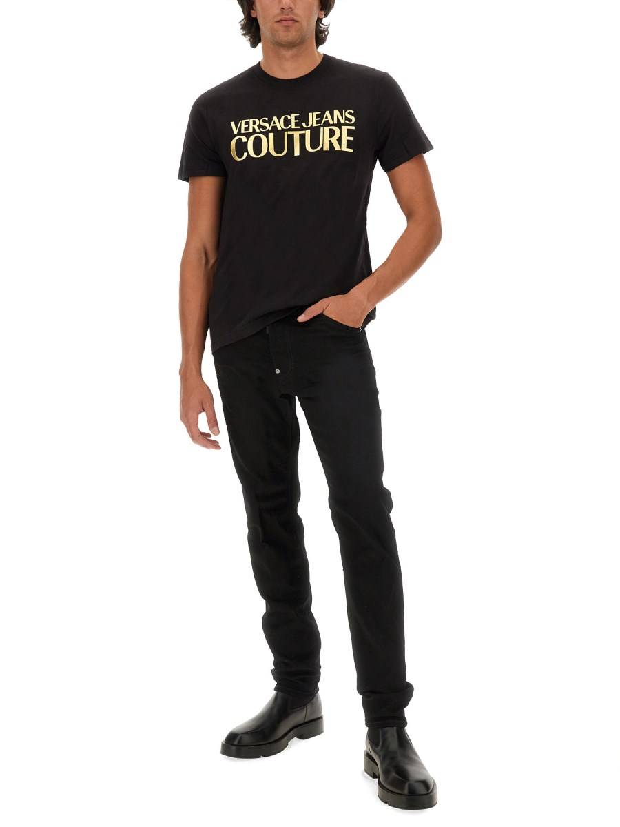 VERSACE JEANS COUTURE T-SHIRT IN JERSEY DI COTONE CON LOGO