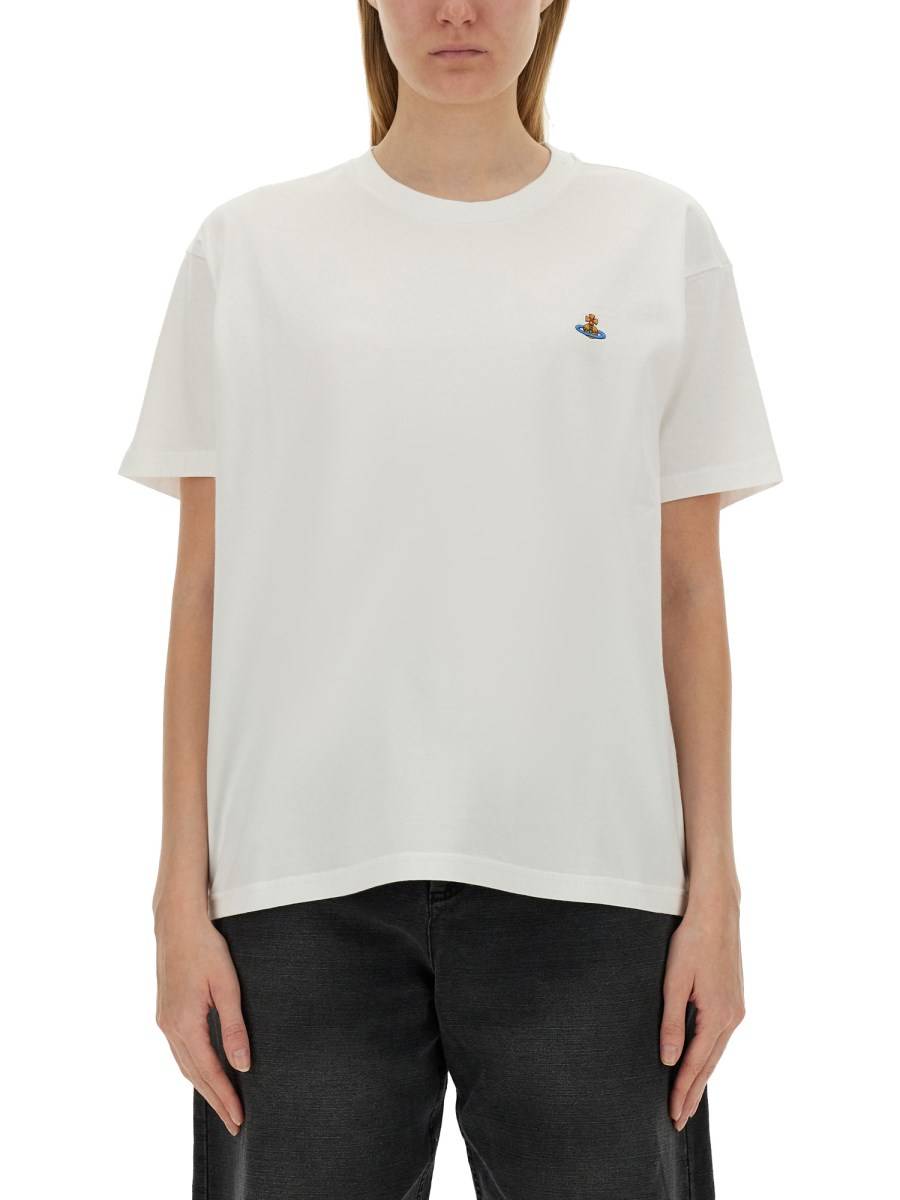 VIVIENNE WESTWOOD T-SHIRT IN JERSEY DI COTONE CON LOGO ORB