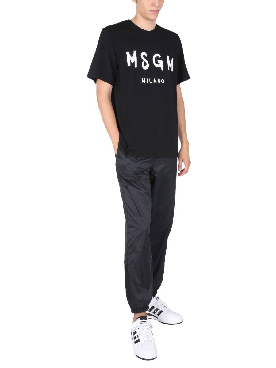 MSGM T-SHIRT IN JERSEY DI COTONE CON LOGO PENNELLATO