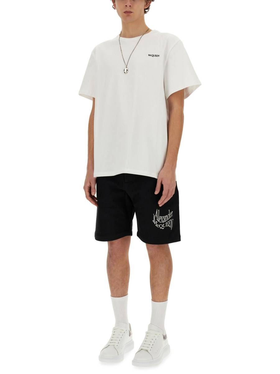 ALEXANDER McQUEEN T-SHIRT IN JERSEY DI COTONE CON LOGO RICAMATO