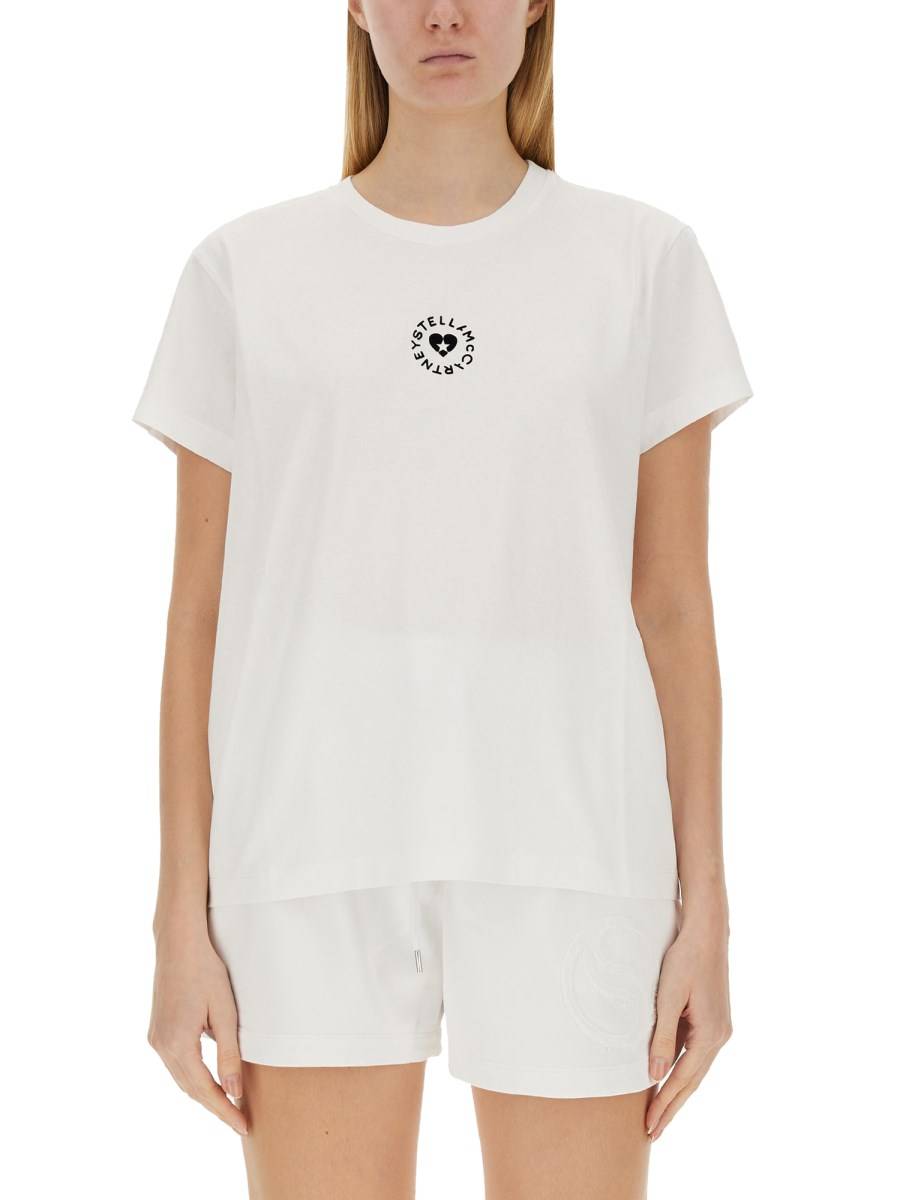 STELLA McCARTNEY T-SHIRT IN JERSEY DI COTONE CON LOGO