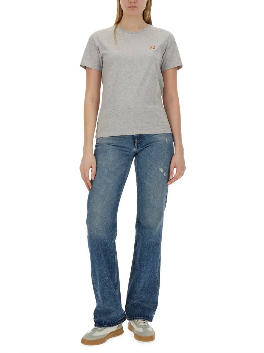 MAISON KITSUNÉ T-SHIRT IN JERSEY DI COTONE CON PATCH FOX