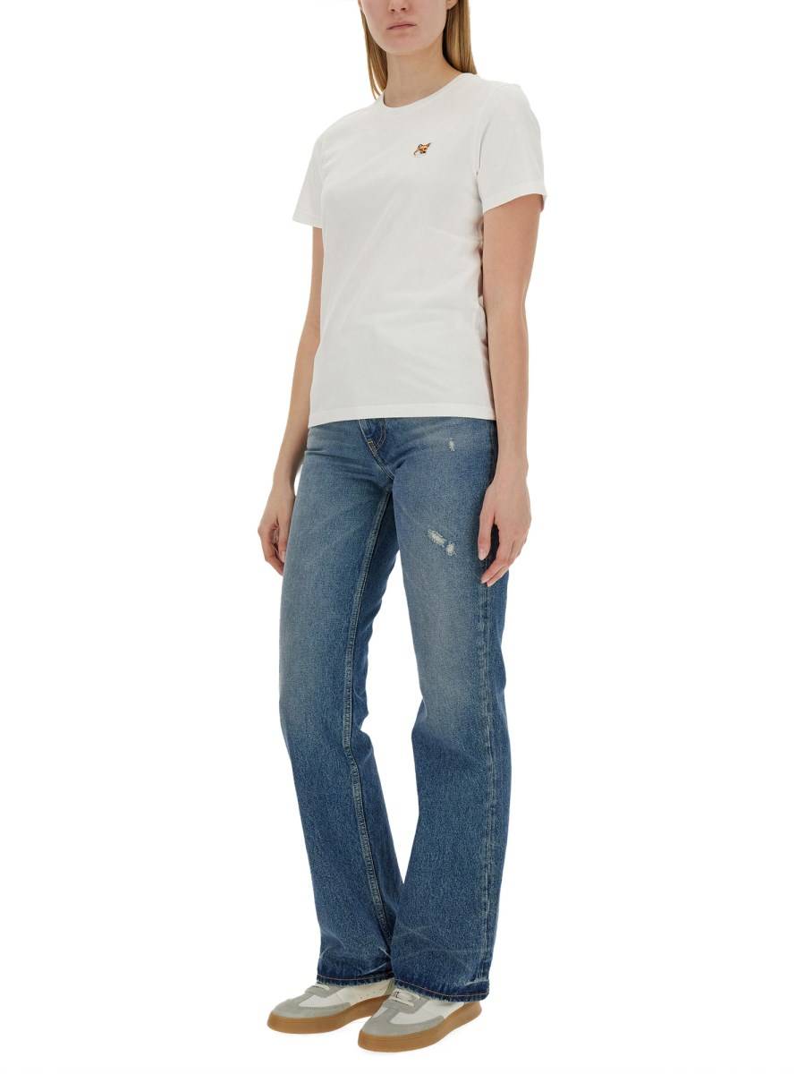 MAISON KITSUNÉ T-SHIRT IN JERSEY DI COTONE CON PATCH FOX