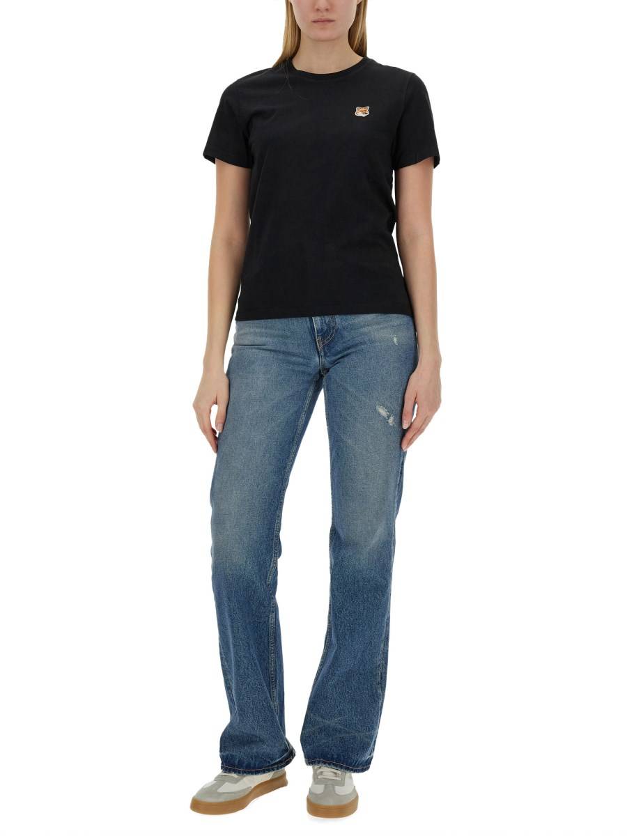 MAISON KITSUNÉ T-SHIRT IN JERSEY DI COTONE CON PATCH FOX